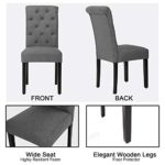LSSBOUGHT Set of 2 Fabric Upholstered Dining Chair with Solid Wooden Legs, Gray