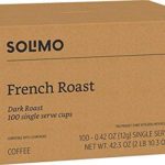 Amazon Brand – 100 Ct. Solimo Dark Roast Coffee Pods, French Roast, Compatible with Keurig 2.0 K-Cup Brewers