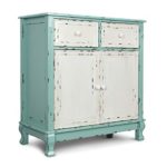 BELLEZE Rustic Wood Cabinet with Drawers and Doors Vintage Traditional Accent Storage Chest for Entryway, Living Room (Sea Foam Green)