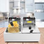 Commercial Deep Fryer 3600W 12L Stainless Steel Electric Deep Fryer with Baskets Countertop Deep Fryer Dual Tank Deep Fryer for Commercial & Home Use (Silver, 2 x 6L)