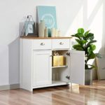Homybec Buffet Storage Sideboard Cabinet with Doors Drawers and Shelves Kitchen Space Saving for Home Dining Room and Living Room Modern Style 31” White