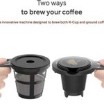 Sboly Single Serve Coffee Maker Machine with Thermal Mug, Compatible with K Cup Pod and Ground Coffee, 3 Mins Fast Brew Single Cup Coffee Makers Brewer, 6 to 14 Oz Brew Size