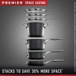 Calphalon, 15 Piece Cookware, Nonstick Premier Space Saving Pots and Pans Set, Black