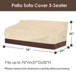 Vailge Heavy Duty Patio Sofa Cover, 100% Waterproof 3-Seater Outdoor Sofa Cover,Lawn Patio Furniture Covers with Air Vent and Handle,79″ Wx 37″ Dx 35″ H,Beige&Brown