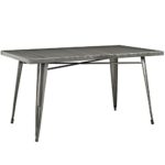 Modway Alacrity 60″ Rustic Modern Farmhouse Stainless Steel Metal Rectangle Dining Table in Gunmetal