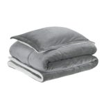 Amazon Basics Ultra-Soft Micromink Sherpa Comforter Bed Set, Twin, Charcoal – 2-Piece