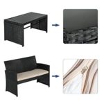 AECOJOY 4-Piece Wicker Outdoor Patio Furniture Sets Rattan Patio Conversation Furniture Sets Wicker Chair Set with Cushion for Porch Garden Poolside with Coffee Table, Black