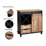 Glitzhome Wood Rustic Wine Cabinet 2-Piece Bar Cabinet with Wine Storage 31.5”L Sideboard Table with Drawers Wood Sideboard with Wine Display for Kitchen Dining Room