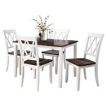 Merax Dining Table Set, Kitchen Dining Table Set for 4, Wood Table and Chairs Set (White & Cherry)