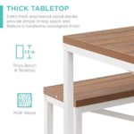 Best Choice Products 45.5in 3-Piece Bench Style Dining Table Furniture Set, 4-Person Space-Saving Dinette for Kitchen, Dining Room w/ 2 Benches, Table – Brown/White