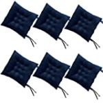 Cosyroom Set of 6 Chair Pads Seat Cushions Pillows Comfortable and Soft for Dining Chairs Living Room, Kitchen, Office Chairs Travel, Washable (Navy Blue, 6)
