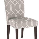 HomePop Parsons Classic Upholstered Accent Dining Chair, Set of 2, Pewter Grey and Lattice Cream
