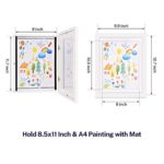 ONE WALL Kids Artwork Picture Frame Display 8.5×11 with Mat or 9.9×12.7 Without Mat, White Wood Frame with Tempered Glass Front Opening for Kids Drawings, Artworks, Art Projects, Schoolwork, 2-Pack