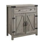 Walker Edison Farmhouse Barn Door Wood Accent Cabinet Entryway Bar Storage Table, 30 Inch, Grey Wash