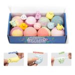Bath Bombs for Kids with Mochi Squishy, 8 Pack Bubble Bath Bombs with Surprise Toy Inside, Natural Essential Oil SPA Bath Fizzies Set, Kids Safe Birthday Gift for Boys and Girls