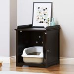 PAWLAND Cat Litter Box Enclosure, Cat House Side Table,Night Stand Pet House, Indoor Cat House, Espresso