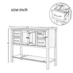 Wood Buffet 43’’ Console Table Storage Cabinet with Drawers & Open Shelf for Living Room Kitchen Dining Room, Green