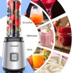 homgeek Personal Mini Blender Smoothie Maker, Portable Juicer Cup, Electric Power Mixer for Fruit and Vegetable,with Travel Lid and 2 Tritan Travel Sport Bottle 600ml/20oz (2 Bottle)
