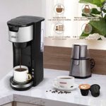 Coffee Maker, Singles Serve Coffee Maker For Single Cup Pod & Coffee Ground, 30 Oz Removable Reservoir, Compact Coffee Machine Brewer with 6 to 14 oz. Brew Sizes, Black