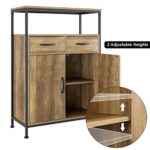 HOMECHO Industrial Storage Cabinet, Floor Cabinet with 2 Fabric Drawers, Sideboard Cupboard with Doors and Shelves, Home Office, Rustic Brown