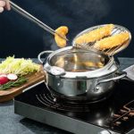 Deep Frying Pan,Japanese StyleTempura Fryer Pot,Mini Deep Fry Pan with Drainer,Non-stick coating Frying Pan with Thermometer,Lid And Oil Drip Drainer Rack for Kitchen Cooking 24cm/304