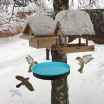 GESAIL Heated Birdbath for Outdoors, 14 Inches All Seasons Heated Bird Bath Heater with Metal Stand and 3 Easy Ways to Mount, 75-Watt, Blue