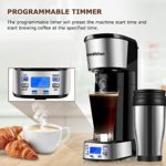 Programmable Singles Serve Coffee Makers With Portable Travel Mug Compatible with K Cup Pod & Coffee Ground, Mini 2 In 1 Coffee Maker Machines 14 Oz Reservoir Brew Strength Control Small Coffee Brewer Machine for office Home Kitchen?BZ-US-CM8006?