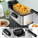 COSTWAY Deep Fryer, 1700W Electric Stainless Steel Deep Fryer -3.2qt Oil Container & Lid w/View Window, 12 Cups Frying Basket w/Hook, Adjustable Temperature and Timer, Professional Grade
