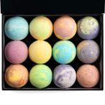 Luxury Bath Bombs for Men – Gift Set of Large Fizzy Bathbombs with Organic Essential Oils – Natural Vegan Oil Bubble Bomb and Moisturizing Fizzies Bubbles – 12 Pack, Lavender