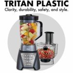 Oster Pro 1200 Blender with Professional Tritan Jar and Food Processor attachment, Metallic Grey