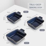 KOOV Bakeware Set, Ceramic Baking Dish Set, Rectangular Casserole Dish Set, Lasagna Pans for Cooking, Cake Dinner, Kitchen, 9 x 13 Inches, Texture Series 3-Piece (3 Piece, Dark Blue)