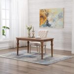 OGEFER Upholstered Dining Chairs Linen Set of 1 Mid Century Modern Chairs Living Room Chair Side Chair with Tufted Back Armrest Solid Wood Legs for Kitchen Dining Room Bedroom, Beige