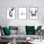 Baoduu Hand in Hand Wall Art Minimalist Canvas Print Poster for Office Dorm Living Room Bedroom – Set of 4 Unframed Black and White Artwork Line Painting Home Decor (12×17 Inch)