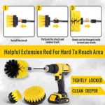 Hiware 4 Pack Drill Brush Attachment Set – Power Scrubber Brush Cleaning Kit – All Purpose Drill Brush with Extend Attachment for Bathroom Surfaces, Grout, Floor, Tub, Shower, Tile, Kitchen and Car