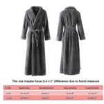 Womens Long Thick Fleece Robe Warm Waist Belt Plush Bathrobe(Gray,L/XL)