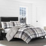 Eddie Bauer Home | Normandy Collection | Bedding Set-Soft and Cozy, Reversible Plaid Comforter, King, Black