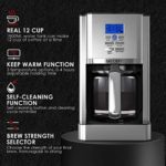 MEOMY Coffee Maker, 12 Cups Programmable Stainless Steel Coffee Machines, Drip Coffee Maker with 60 oz. Water Reservoir, Multiple Brew Strength, Self-Cleaning Function, Keep Warm 4 Hours