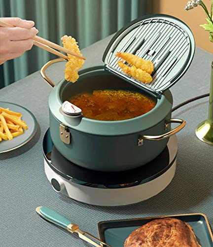 RanRanStore Japanese Tempura deep Fryer Pot with a Thermometer and a ...