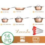 LovoIn 14 pcs Non-Stick Cookware Sets, Marble frying Pot and Pan Kitchenware Cooking New Version Hammered cookware set,Induction Dishwasher/Oven/Stovetop