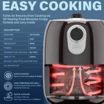 ZAGO Electrical 2.0 Quarts Mini Compact Air Fryer, Black, UL Certified, 120V, 1000W, Non-stick Food Pan, Oil Seperator, Temperature Control & Auto Shut Off & Recipe Guide, Cool Touch Handle/Housing