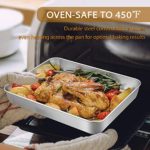 Baking Pans Set of 3, E-far Stainless Steel Sheet Cake Pan for Oven – 12.5/10.5/9.4Inch, Rectangle Bakeware Set for Cake Lasagna Brownie Casserole Cookie, Non-toxic & Healthy, Dishwasher Safe