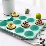 Rorence Bakeware Set Nonstick: Cookie Sheet, Rectangular Cake Pan, 2 Round Cake Pans, Muffin Pan, Loaf Pan & Cooling Rack – Set of 7 – Mint Green