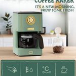 AMASTE Drip Coffee Maker, Coffee Machine with 25 Oz Glass Coffee Pot, Retro Style Coffee Maker with Reusable Coffee Filter & Three Brewing Modes, 30minute-Warm-Keeping, Matcha Green