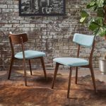 Christopher Knight Home Chazz Mid-Century Fabric Dining Chairs with Natural Walnut Finished Frame, 2-Pcs Set, Mint / Natural Walnut Finish