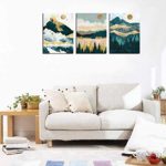 Mountain Forest Wall Art Nordic Style Abstract Canvas Pictures Contemporary Wall Decor Canvas Artwork for Living Room Bedroom Bathroom Home Office Decoration Framed Ready to Hang 16″ x 24″ x 3 Pieces
