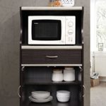 Hodedah Microwave Cart with One Drawer, Two Doors, and Shelf for Storage, Chocolate