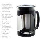 Primula Burke Deluxe Cold Brew Iced Coffee Maker, Comfort Grip Handle, Durable Glass Carafe, Removable Mesh Filter, Perfect 6 Cup Size, Dishwasher Safe, 1.6 Qt, Black