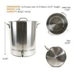GasOne 10 Gallon Stainless Steel Home Brew Kettle Pot Pre Drilled 4 PC Set 40 Quart Tri Ply Bottom for Beer Brewing Includes Stainless Steel Lid, Thermometer, Ball Valve Spigot – Home Brewing Supplies