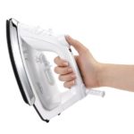 Sunbeam Classic 1200 Watt Mid-size Anti-Drip Non-Stick Soleplate Iron with Shot of Steam/Vertical Shot feature and 8′ 360-degree Swivel Cord, White/Clear, GCSBCL-317-000