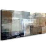 Canvas Prints Abstract Wall Art Print Paintings Grey and Brown Stretched Canvas Wooden Framed for living Room Bedroom and Office Home Decor Artwork 20x40inch